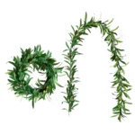 1.85m Olive Green Leaf Artificial Plant Vine Garland Hanging Wedding Arch Decoration Wreath Garden Home Floral Decor