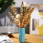 10PCS Gold Eucalyptus Leaf Artificial Plants Diy Christmas Fake Plant Flower Bouquet Ornament Home Garden Party Wedding Decor