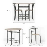 3/5PCS Dining Set Wood Metal Table & 2/4 Chairs Kitchen Breakfast Furniture for Home, Indoor & Outdoor