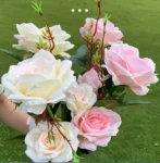 7Head LED Solar Simulation Rose lilies Flower LED Light Garden Yard Lawn Night Lamp Landscape Garden Home Decoration Flowers