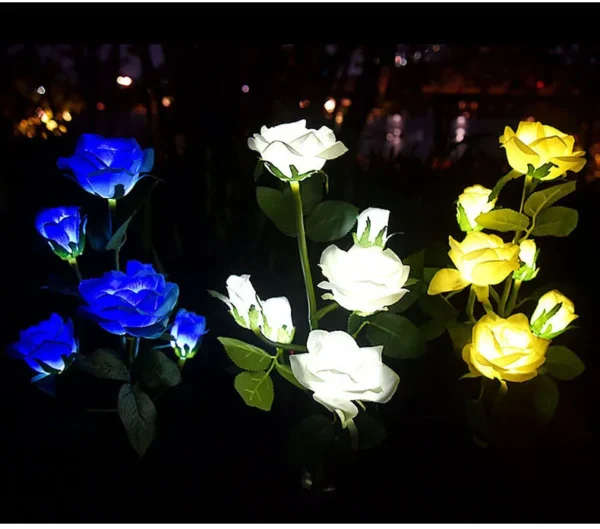 7Head LED Solar Simulation Rose lilies Flower LED Light Garden Yard Lawn Night Lamp Landscape Garden Home Decoration Flowers