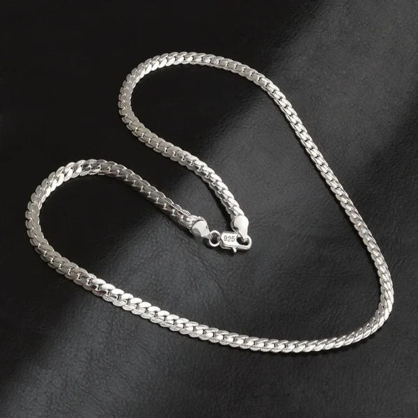 925 Sterling Silver 6mm Side Chain 8/18/20/22/24 Inch Necklace for Woman Men Fashion Wedding Engagement Jewelry Gift