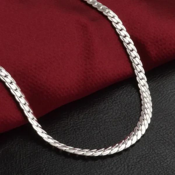 925 Sterling Silver 6mm Side Chain 8/18/20/22/24 Inch Necklace for Woman Men Fashion Wedding Engagement Jewelry Gift