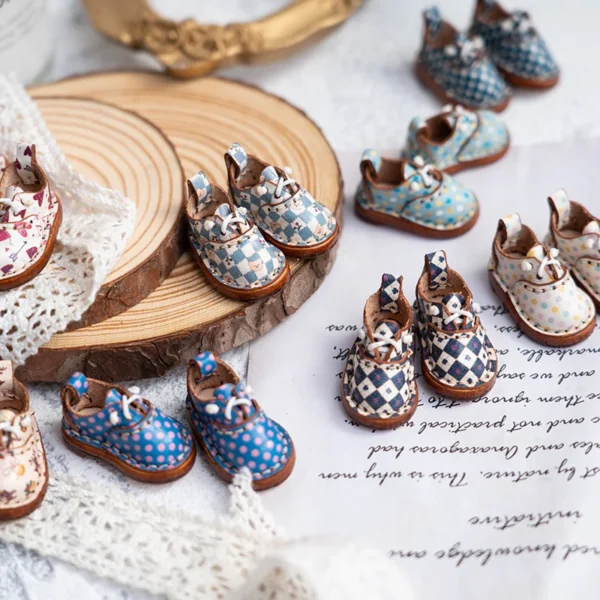 Blythe Baby Shoes Mini Toy Accessories OB22 Shoes Checker Shoes Small Cloth UFDOLL Mini Body OB24 Handmade Cowhide Shoes