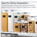 Kitchen Food Storage Containers Set, Pantry Organization and with Easy Lock Lids, 8 Pieces &Organ