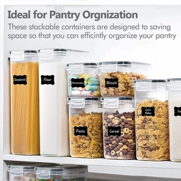 Kitchen Food Storage Containers Set, Pantry Organization and with Easy Lock Lids, 8 Pieces &Organ