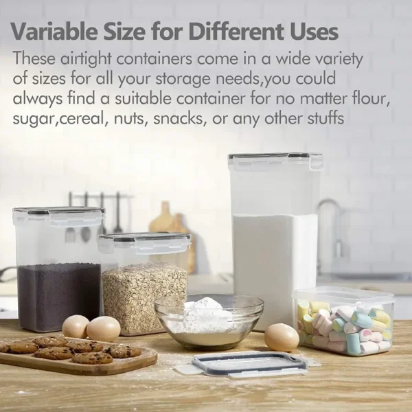 Kitchen Food Storage Containers Set, Pantry Organization and with Easy Lock Lids, 8 Pieces &Organ