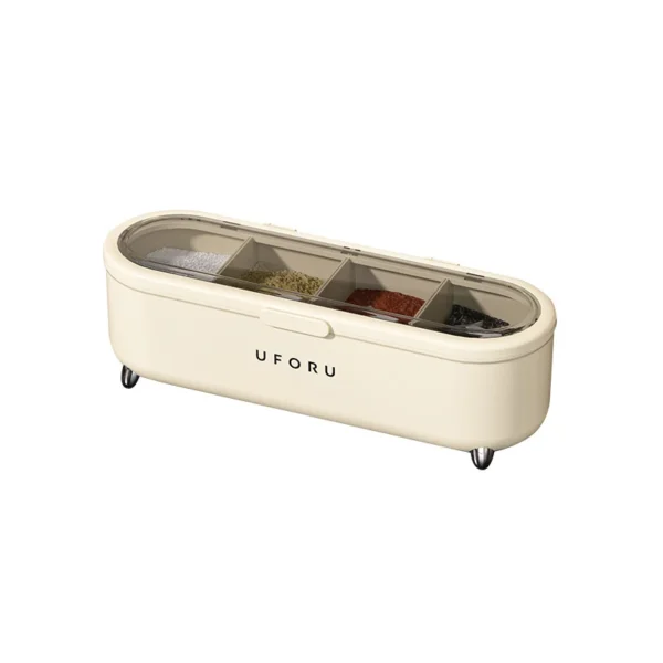Kitchen Supplies Salt, Sugar, and Monosodium Glutamate Four-Grid Storage Integrated Light Luxury Spice Box Combination Suit
