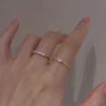 Luxury Zircon Heart Rings for Women Opening Adjustable Weave Rhinestone Ring Engagement Wedding Jewelry Fashion Girlfriend Gifts