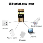 Mini Pocket Card USB Power LED Keychain Bedroom Night Light 0.2W USB LED Bulb Book Light For Laptop PC Powerbank USB Gadgets New