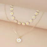 New Double Layer Daisy Flower Clavicle Chain Necklace for Women Korean Butterfly Evil Eye Choker Wedding Neck Chain Jewelry Gift