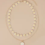 New Double Layer Daisy Flower Clavicle Chain Necklace for Women Korean Butterfly Evil Eye Choker Wedding Neck Chain Jewelry Gift