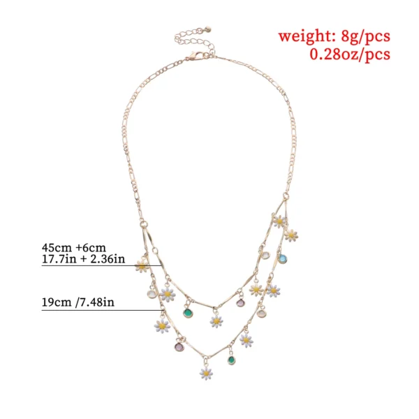 New Double Layer Daisy Flower Clavicle Chain Necklace for Women Korean Butterfly Evil Eye Choker Wedding Neck Chain Jewelry Gift
