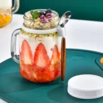 Overnight Oats Jars Milk Fruit Salad Food Storage Container Glass Breakfast Cup With Spoon Coffee Tea Can Kitchen Item