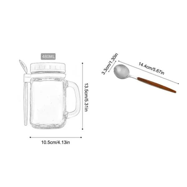 Overnight Oats Jars Milk Fruit Salad Food Storage Container Glass Breakfast Cup With Spoon Coffee Tea Can Kitchen Item