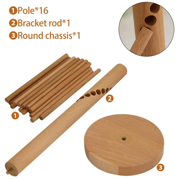 Pasta Drying Rack with 16 Suspension Rods Wooden Collapsible Spaghetti Dryer Stand Kitchen Accessories Pasta Cooking Tools