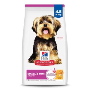 Hill's Science Diet Small & Mini, Adult 1-6, Small & Mini Breeds Premium Nutrition, Dry Dog Food, Chicken & Brown Rice, 4.5 lb Bag